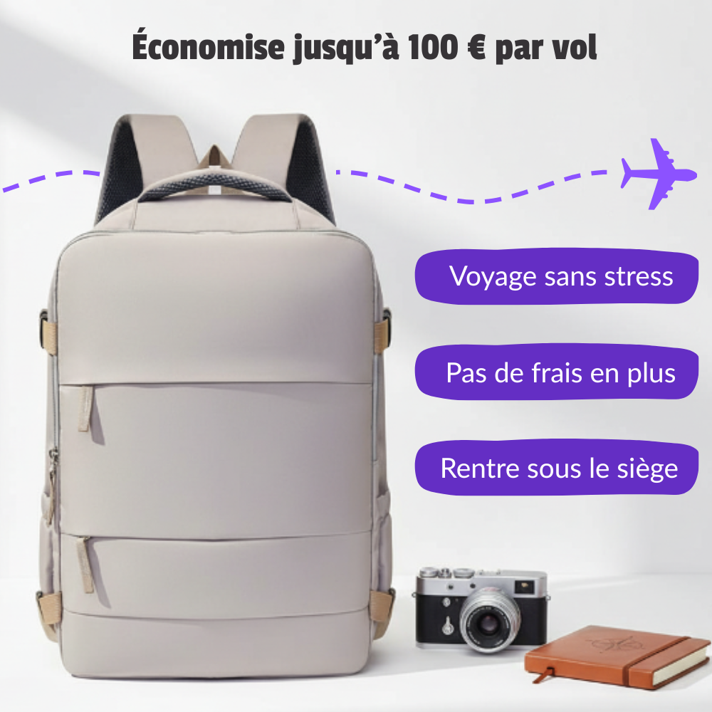 sac a dos cabine 40x30x20 cm beige